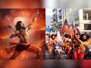 RRR: Ram Charan fans dress up as Alluri Sitarama Raju for the screening ...