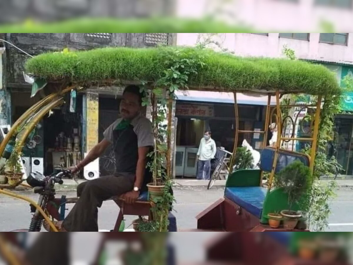 Viral: Man turns his rickshaw into mobile mini rooftop garden