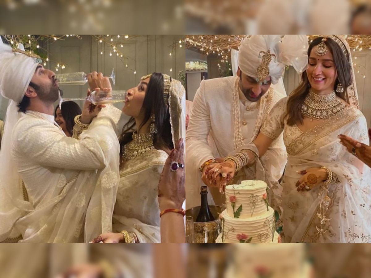 Alia Bhatt-Ranbir Kapoor raise a toast to new beginnings, cut stunning wedding cake