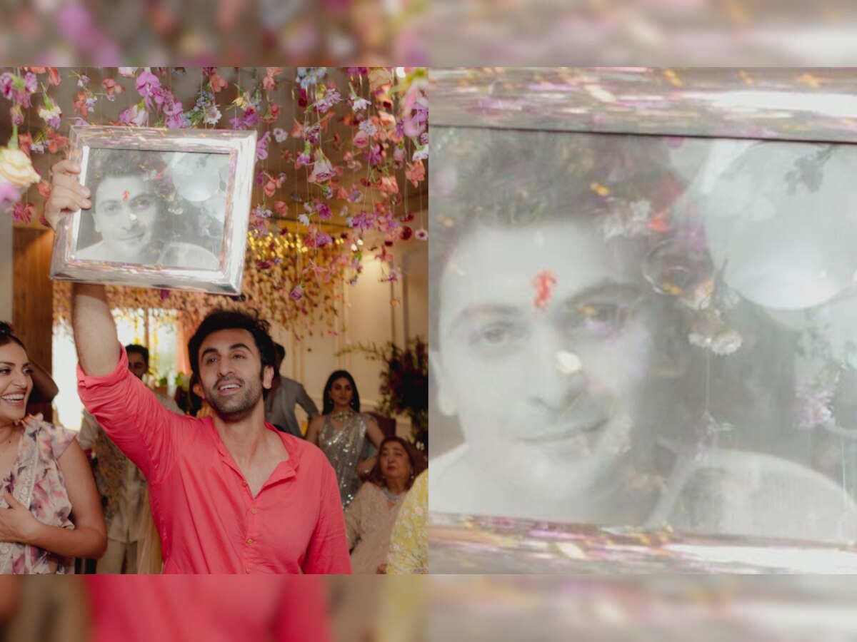 Ranbir Kapoor holds late father Rishi Kapoor's photo at his and Alia Bhatt's mehendi ceremony