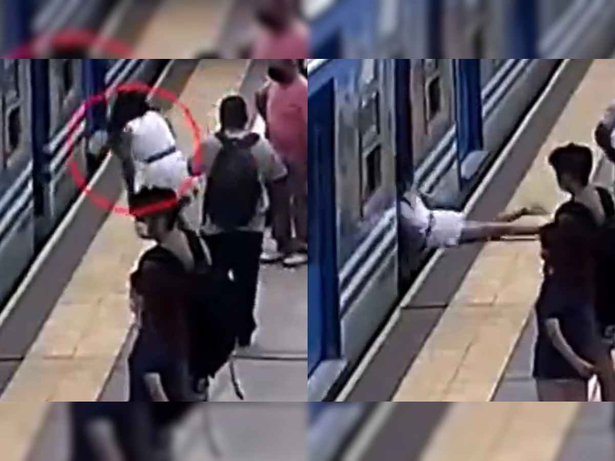 Woman faints and falls under moving train, hair raising video goes viral