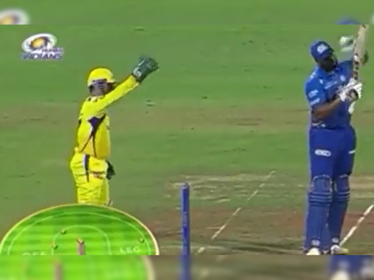 MI vs CSK: MS Dhoni plots Kieron Pollard's dismissal by setting up field, netizens call him 'mastermind'