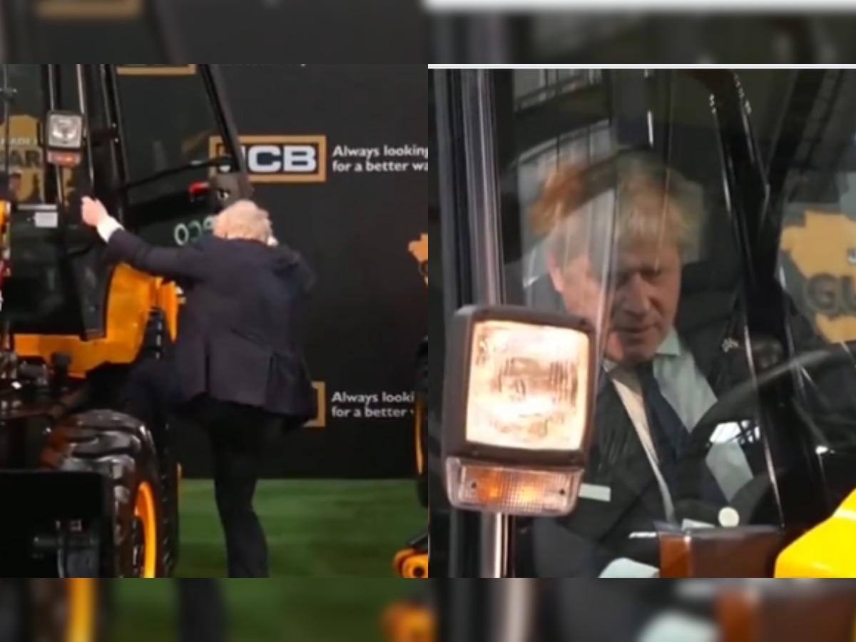 UK PM Boris Johnson jumps on JCB bulldozer in Gujarat, sparks memefest on Twitter