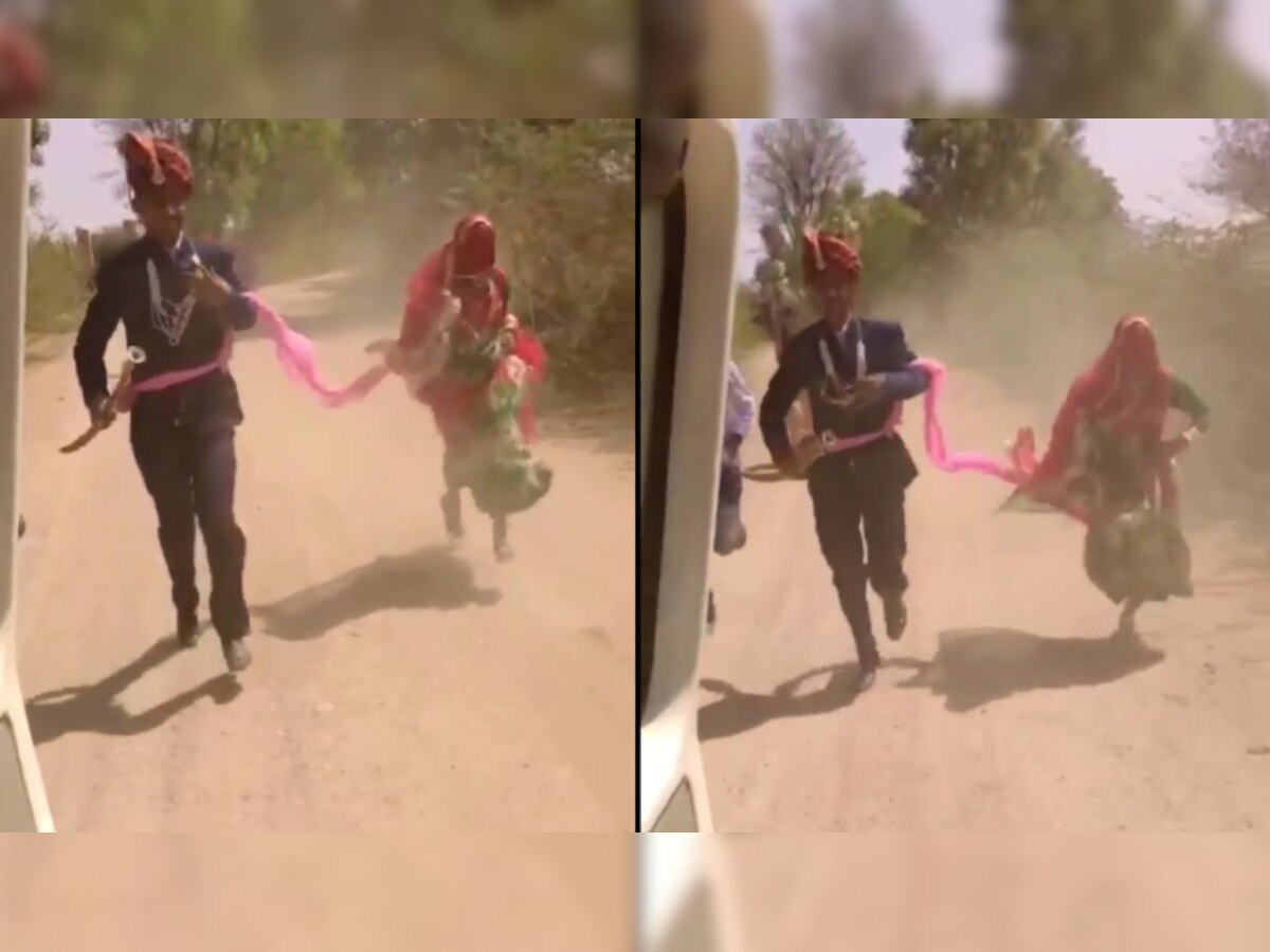 Bride and groom race on village road after wedding, viral video has more than 12 million views