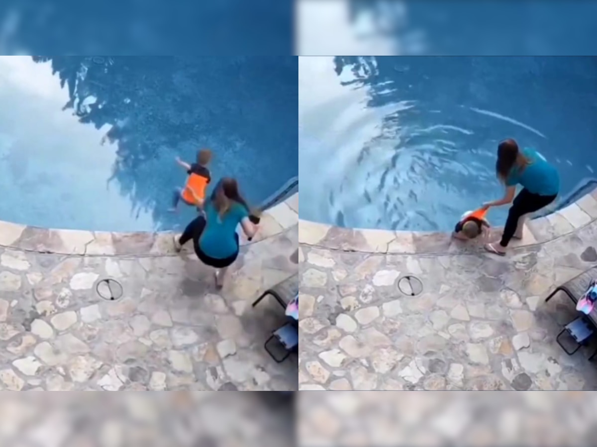 'Supermom' saves kid from drowning as he jumps in swimming pool, check out viral video