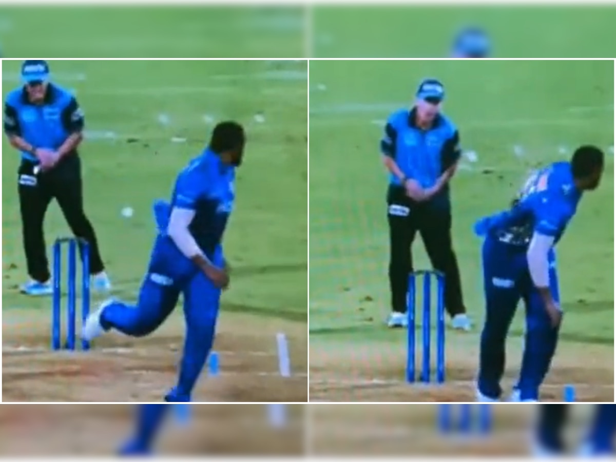 KKR vs MI: Kieron Pollard hits umpire by mistake while bowling, video goes viral