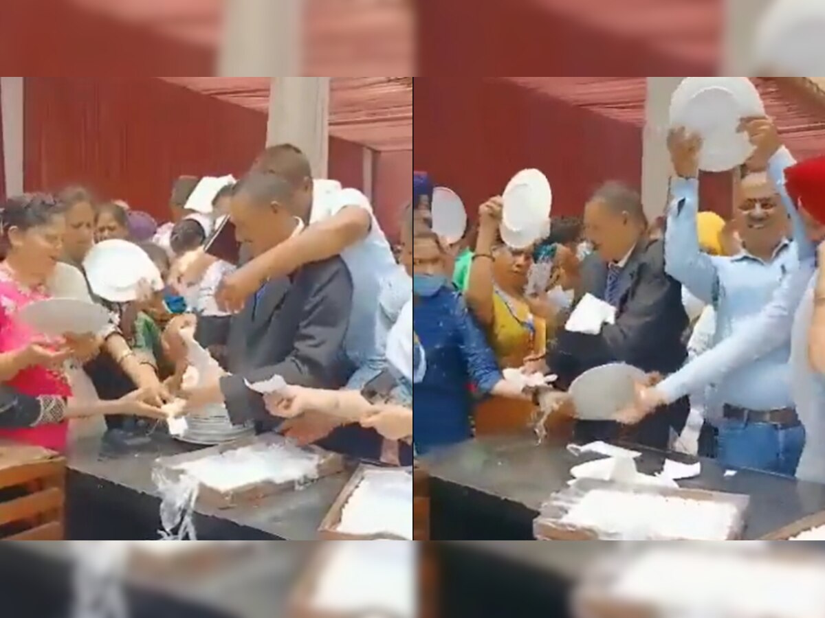 Viral video! After meet with Punjab CM Bhagwant Mann, school teachers jostle over free lunch