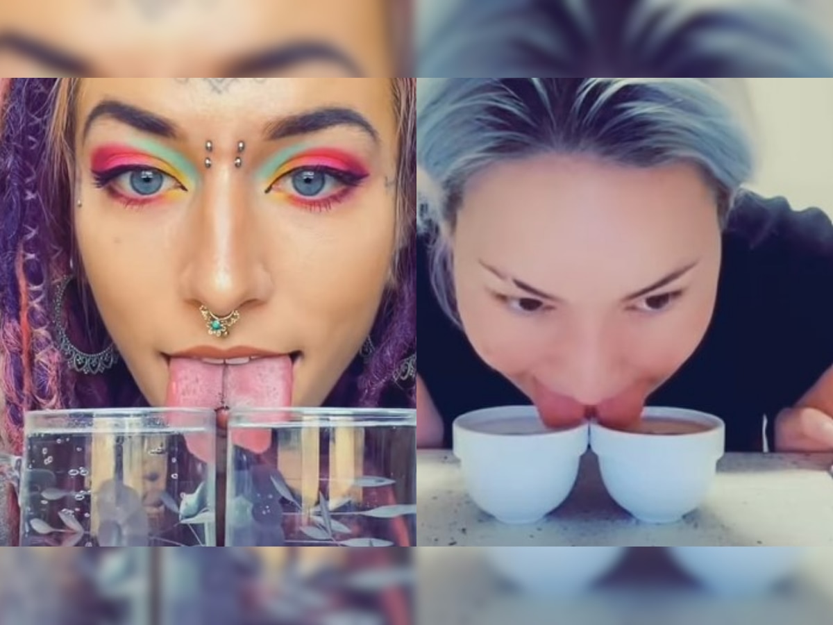 Shocking! Woman with split tongue tastes two sodas at same time, watch viral video 