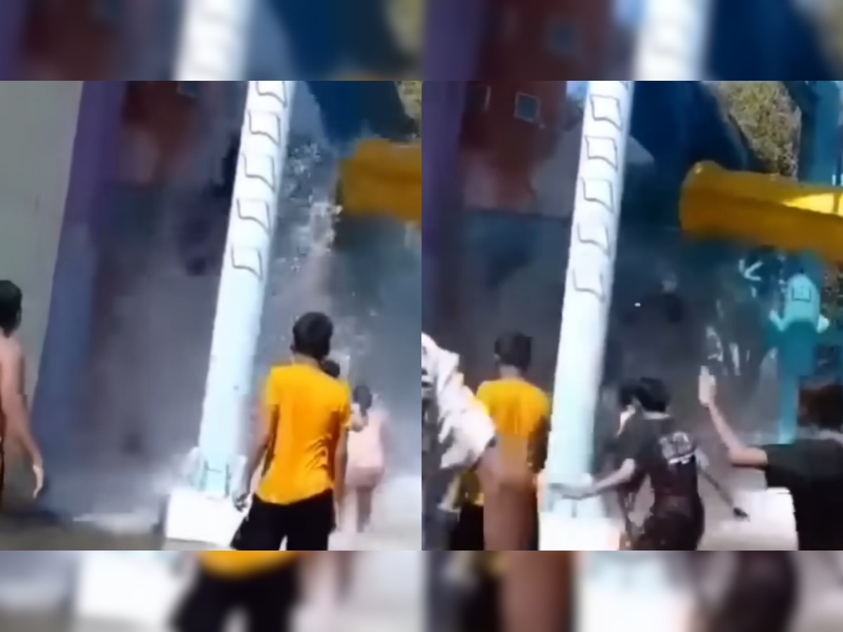 Viral video: Children fall as Indonesia water park slide breaks in half 