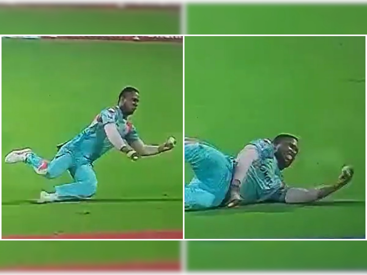 IPL 2022: Evin Lewis takes match winning one-handed catch to dismiss Rinku Singh, video goes viral