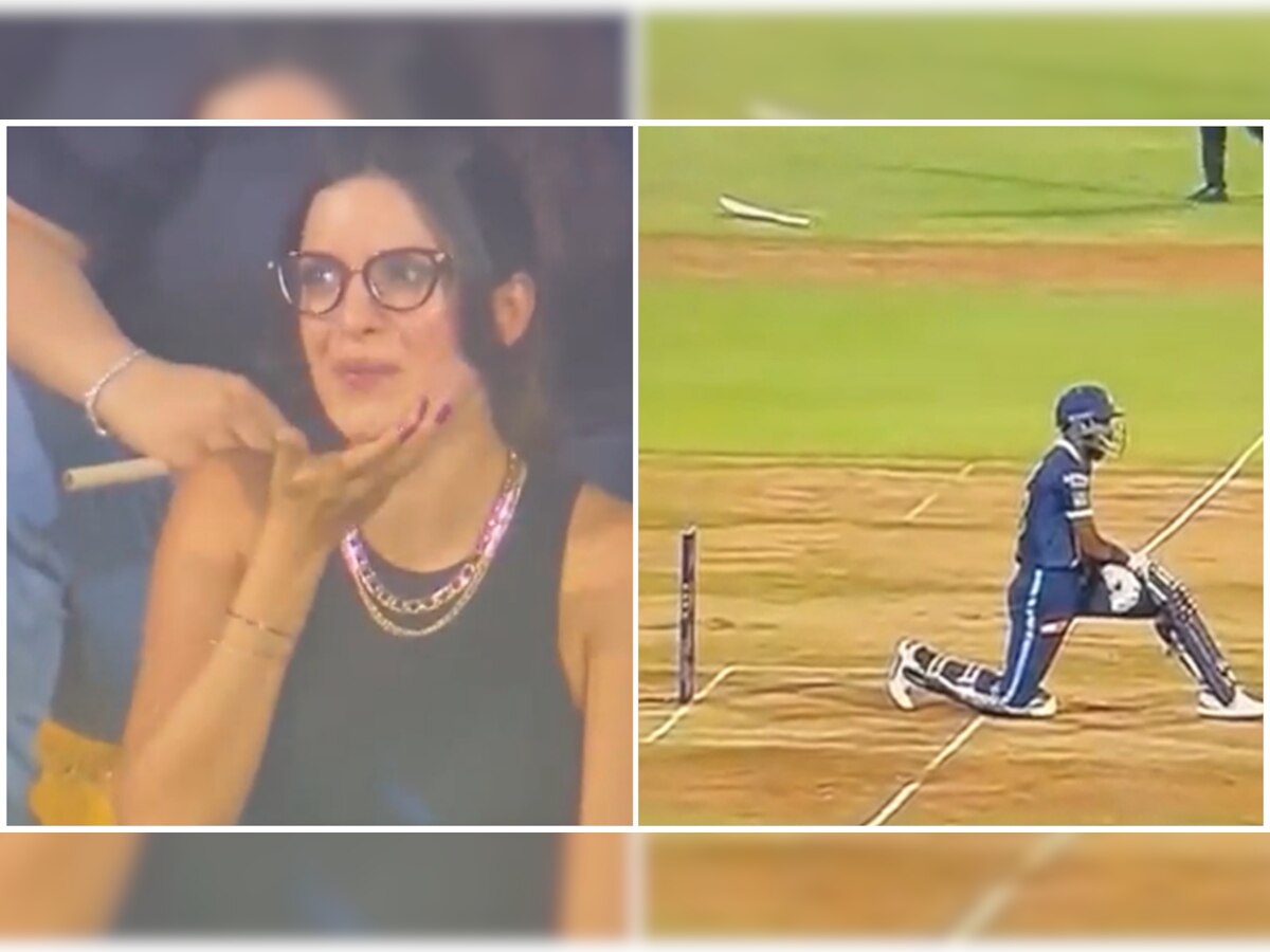 IPL 2022: Watch Natasa Stankovic's reaction as Hardik Pandya's bat slips out of his hand