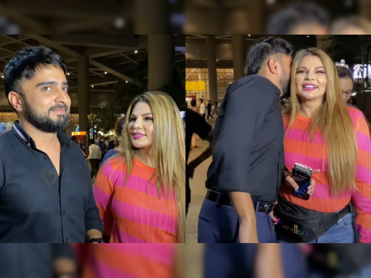 Rakhi Sawant blushes as she returns with boyfriend Adil from Dubai