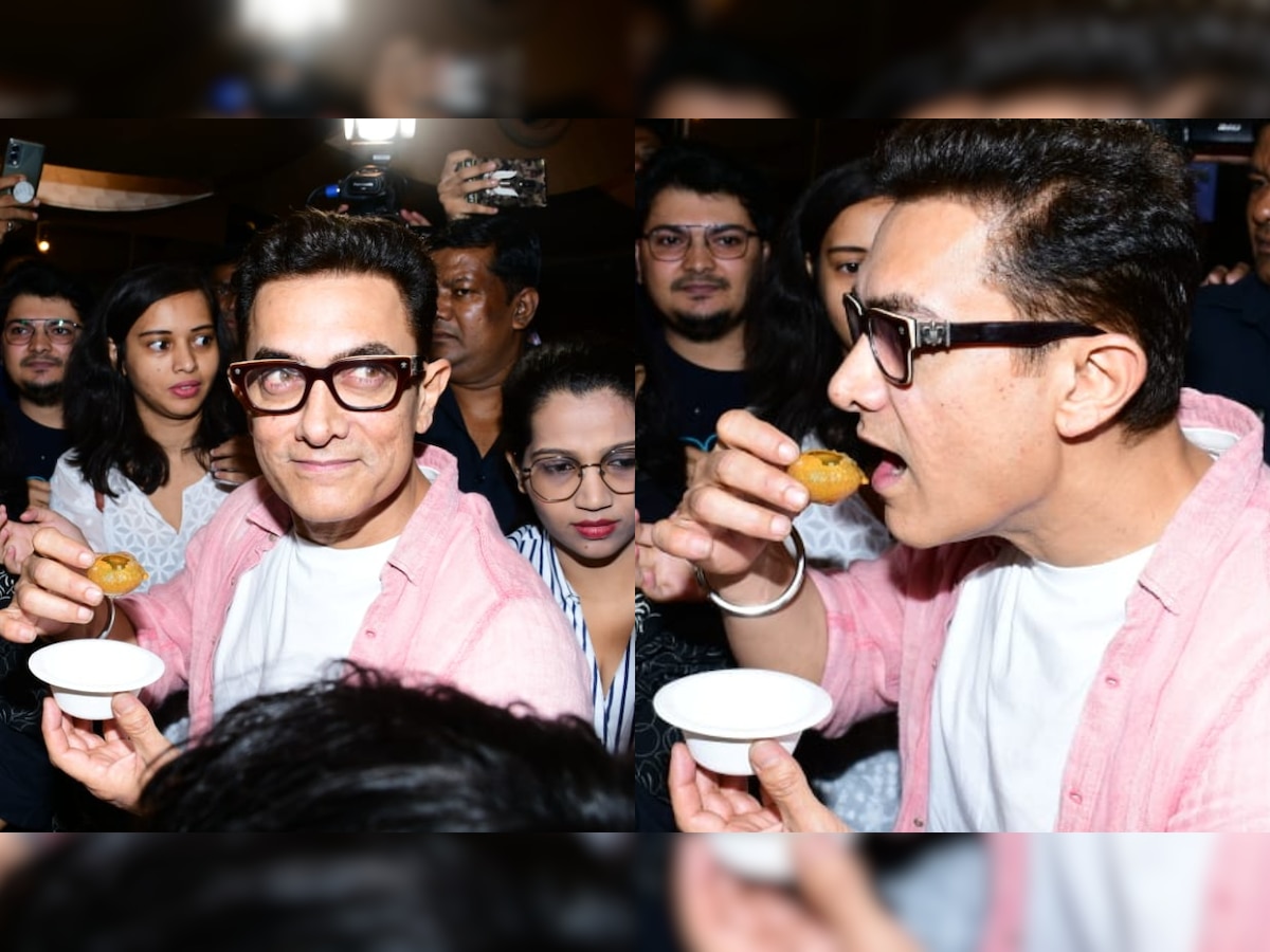 Laal Singh Chaddha star Aamir Khan eats pani puri at trailer preview