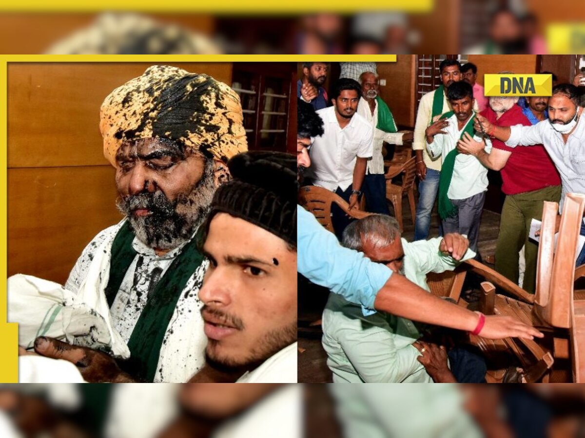 Caught on cam: Chaos breaks out after ink attack on Rakesh Tikait in Bengaluru