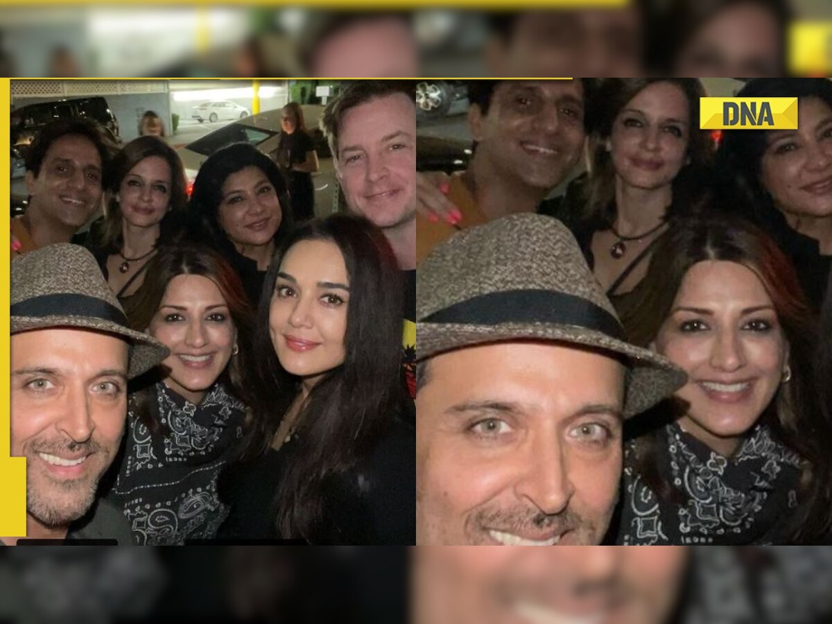 Hrithik Roshan, ex-wife Sussane Khan, Arslan Goni, Preity Zinta pose together in LA