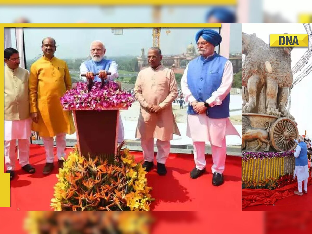 PM Modi unveils national emblem on top of new Parliament building