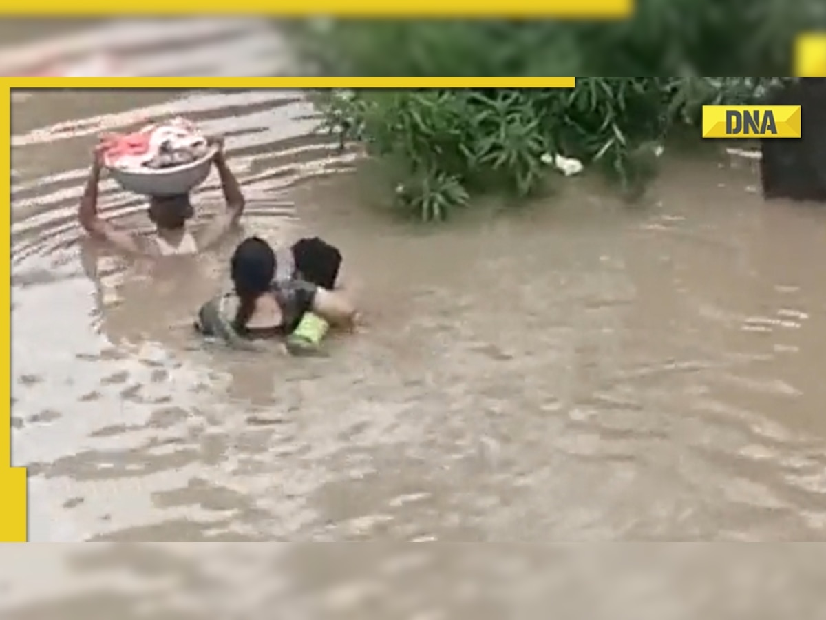 Viral video: Man carries infant in basket amid flood-like situation, netizens term him 'real-life Baahubali'