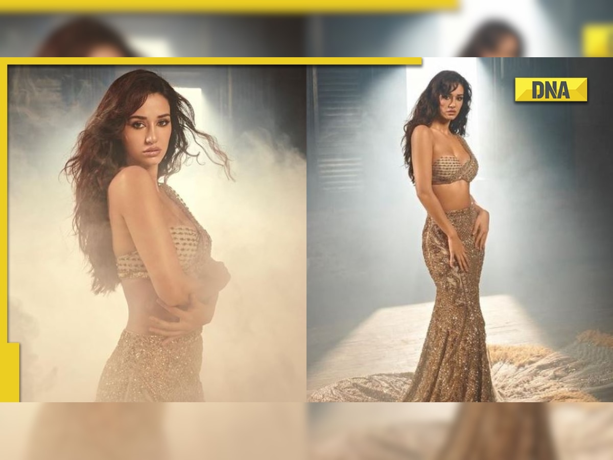 Disha Patani looks mesmerising in sexy golden bralette teamed with matching lehenga