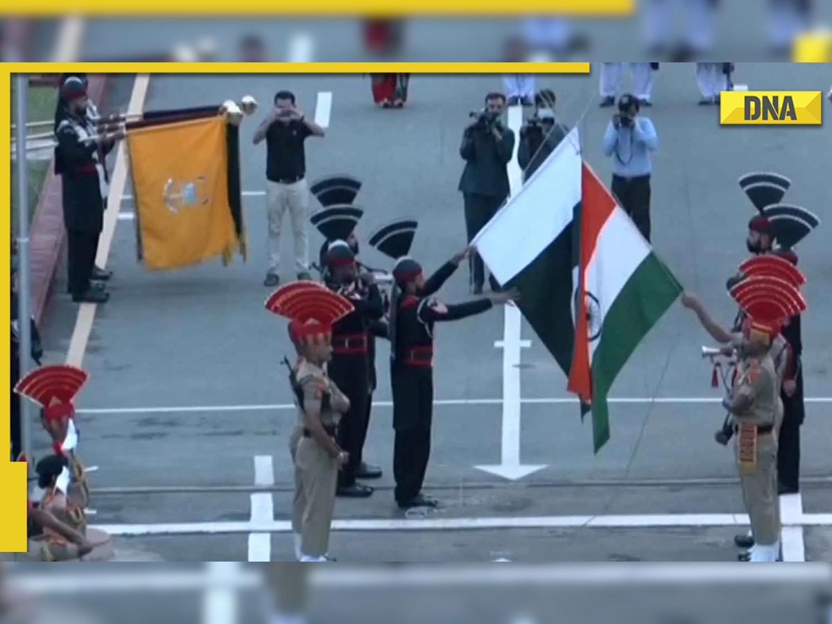 Beating retreat ceremony held at Attari-Wagah Border on the eve of Independence Day 