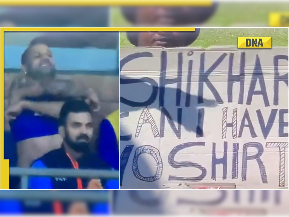 IND vs ZIM: Check how Shikhar Dhawan reacted after seeing fan's 'can I have your shirt?' poster