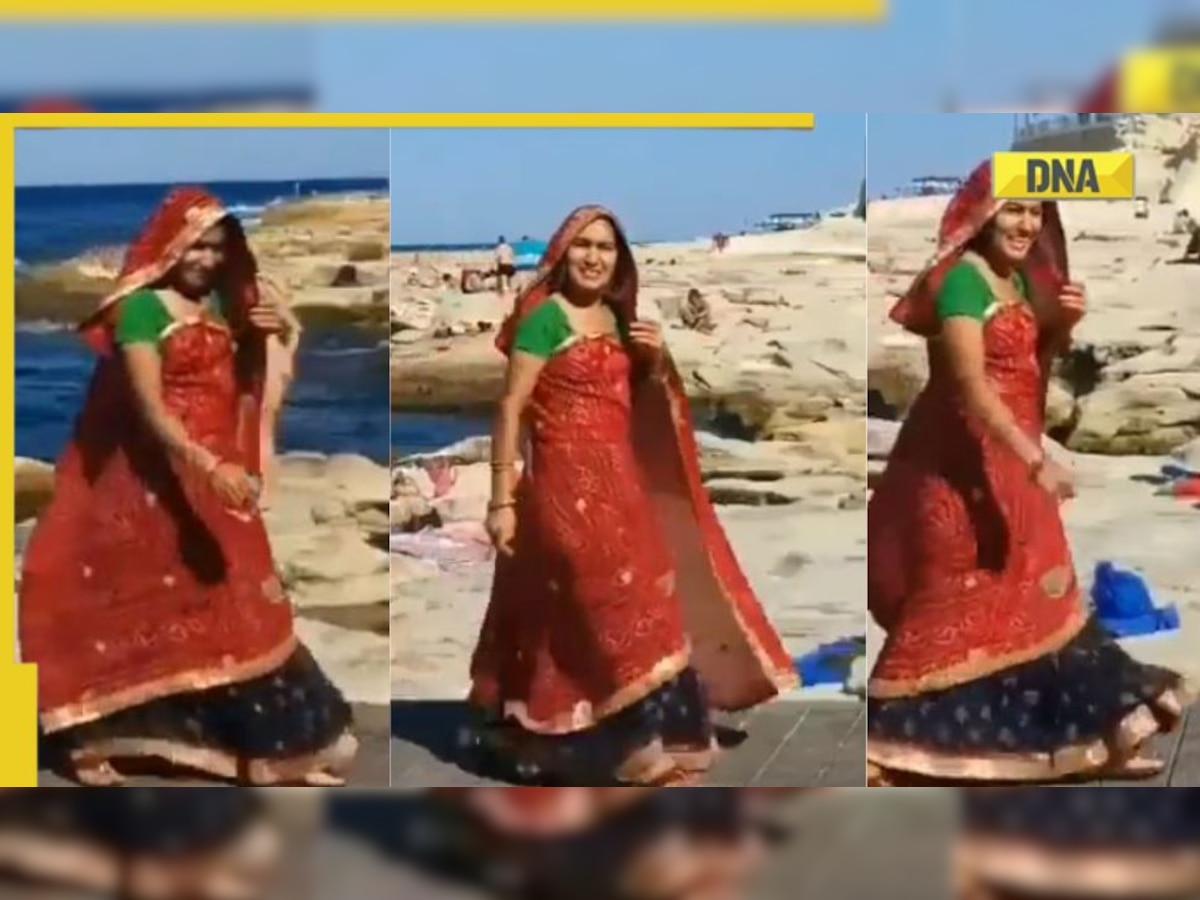 Viral video: Woman in saree walks on beach among bikini-clad ladies, leaves netizens impressed