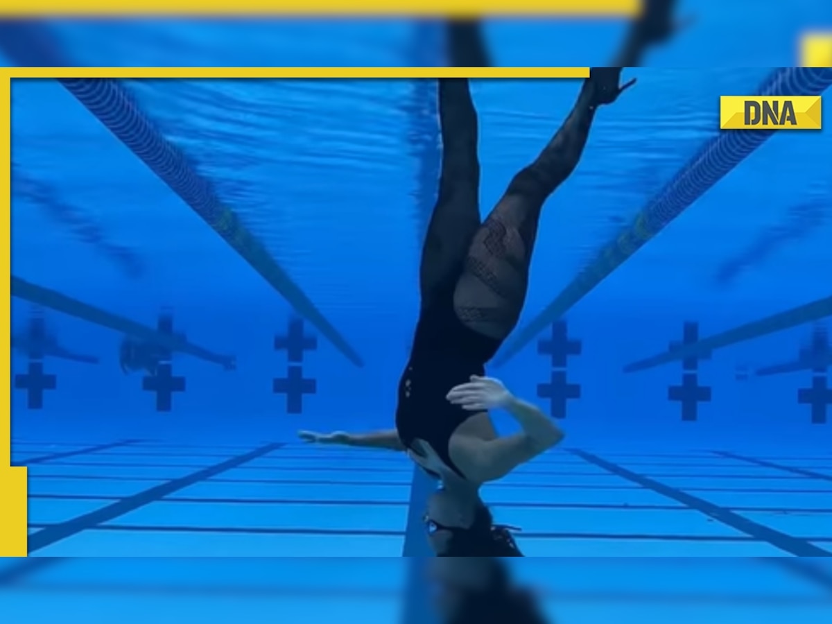 Viral video of woman walking upside down inside swimming pool leaves netizens stunned