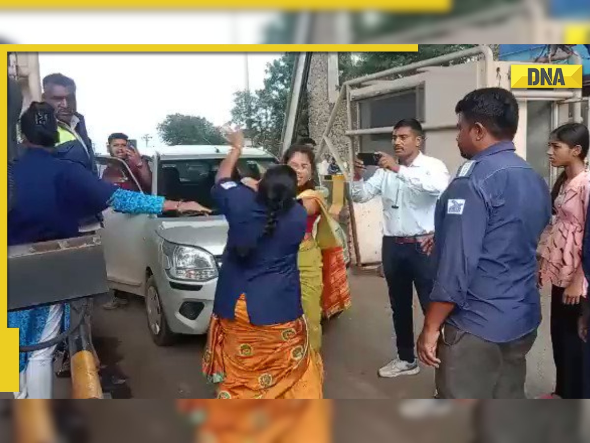 WATCH: Toll plaza employee and female passenger pull hair, slap each other over toll fees in Nashik