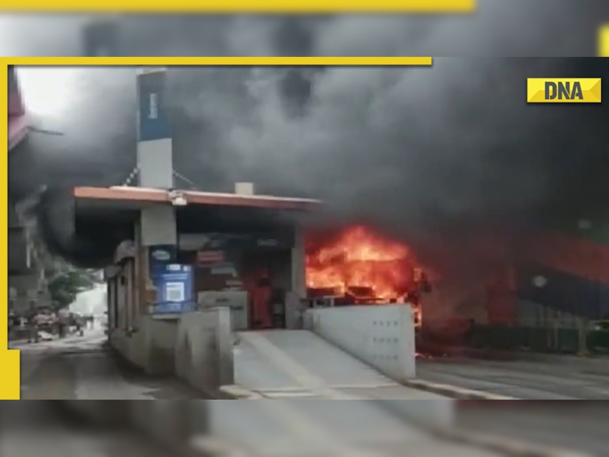 Gujarat: Massive fire breaks out at in bus at Ahmedabad's Memnagar station, watch video