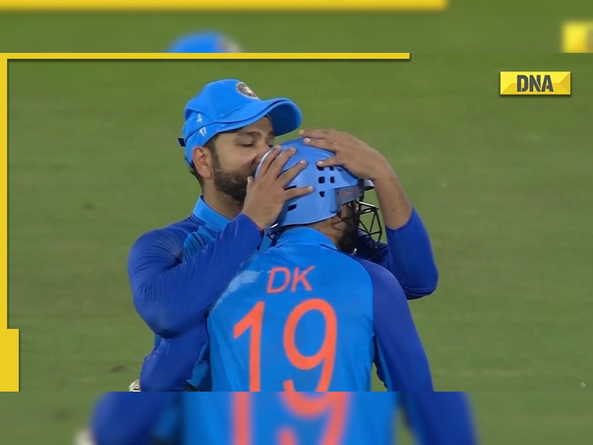 IND vs AUS: Rohit Sharma kisses Dinesh Karthik on his helmet after Glenn Maxwell's dismissal, watch