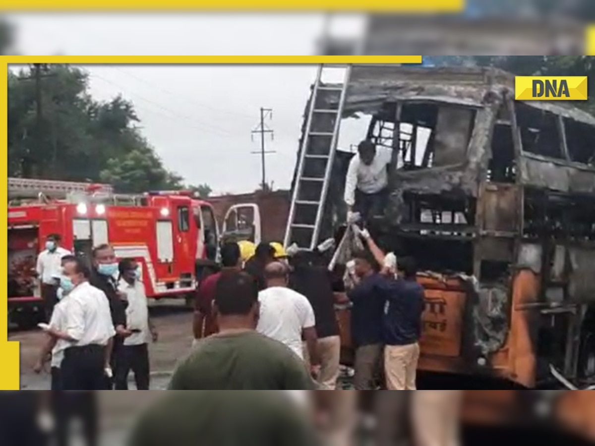 Maharashtra: 12 dead, 24 injured after bus catches fire on Aurangabad road in Nashik after hitting a container