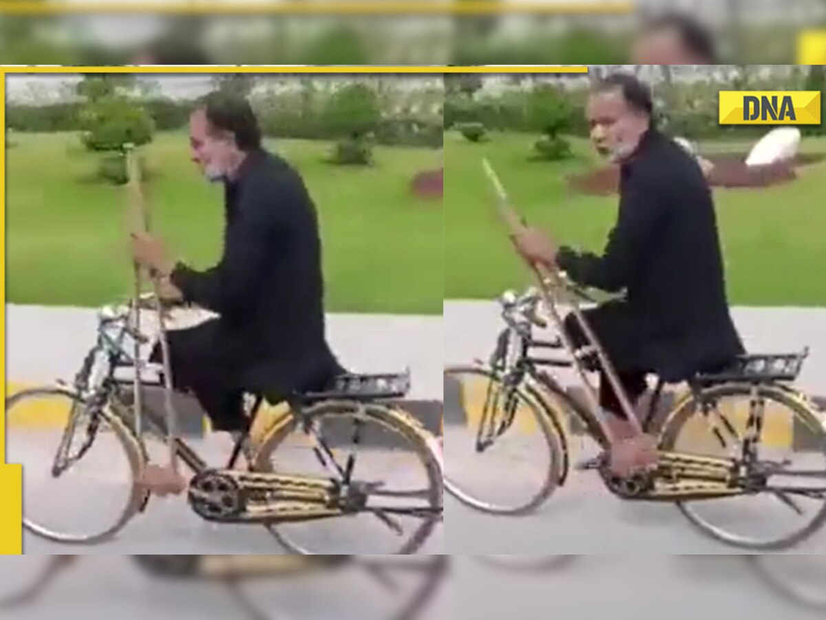 Specially-abled man rides cycle with his crutches, viral video leaves Internet teary-eyed