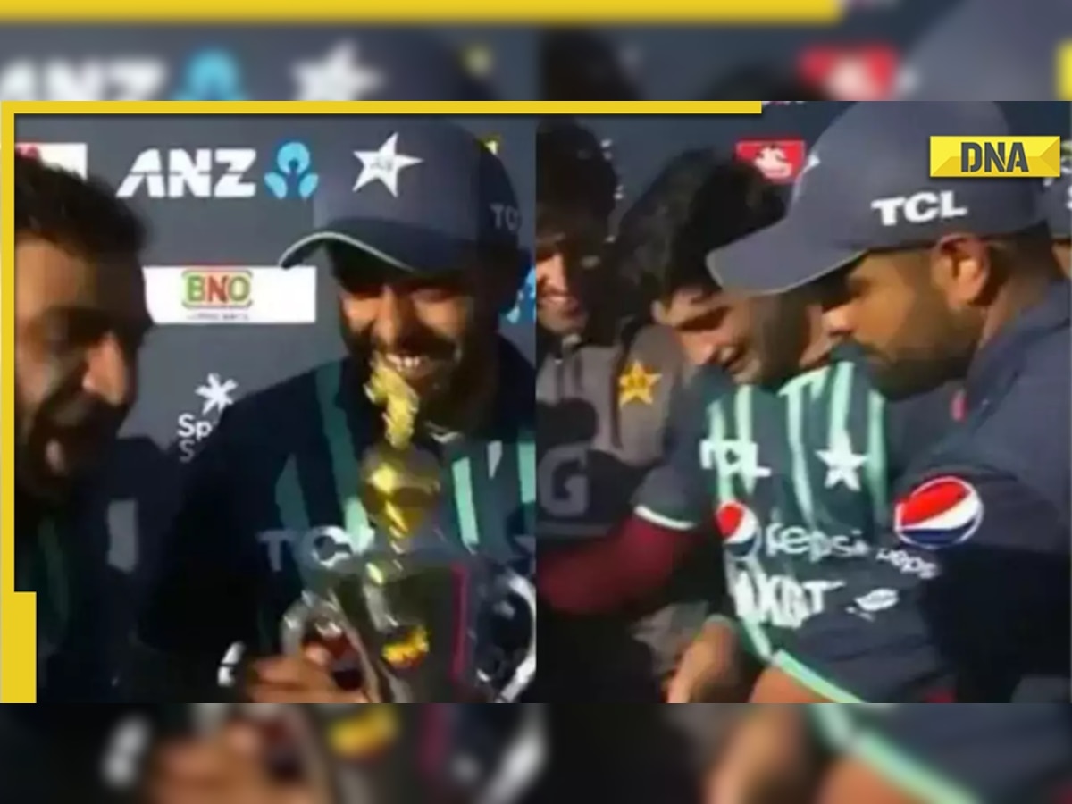 Watch: Pakistan skipper Babar Azam follows in MS Dhoni's footsteps, hands over the winning trophy to his teammates