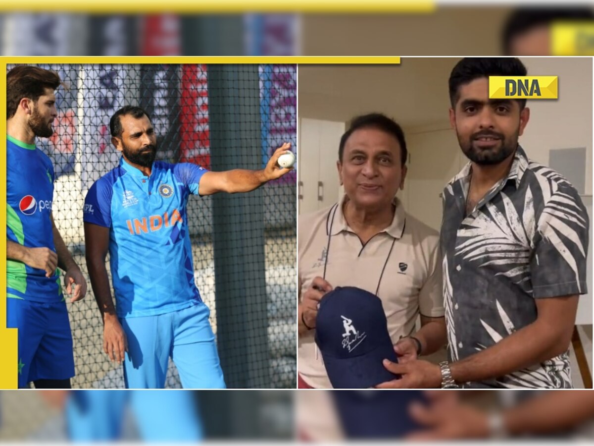 T20 World Cup 2022: Ahead of IND vs PAK, Shami mentors Shaheen; Gavaskar gifts cap to Babar