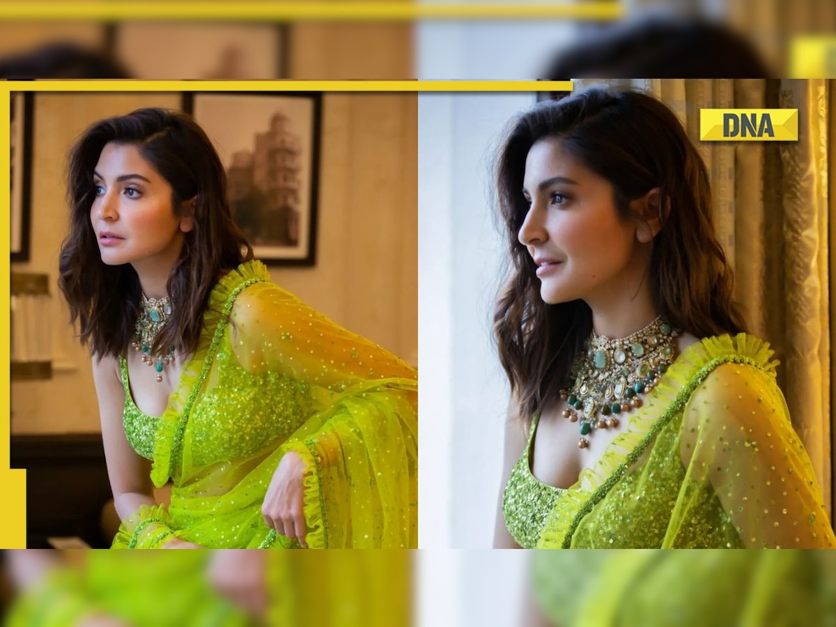 Anushka Sharma dazzles in green see-through saree with plunging neckline,  Virat Kohli reacts