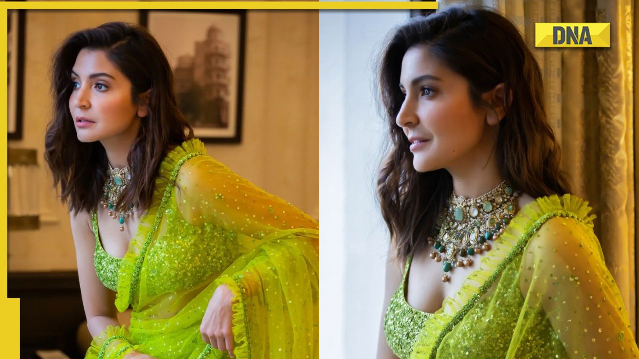Anushka Sharma dazzles in green see-through saree with plunging ...