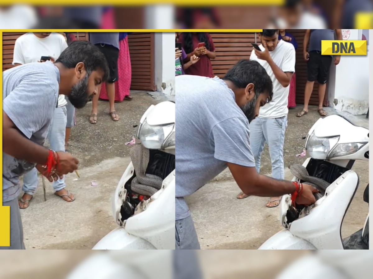 Viral video: Man catches cobra hiding inside scooty with bare hands