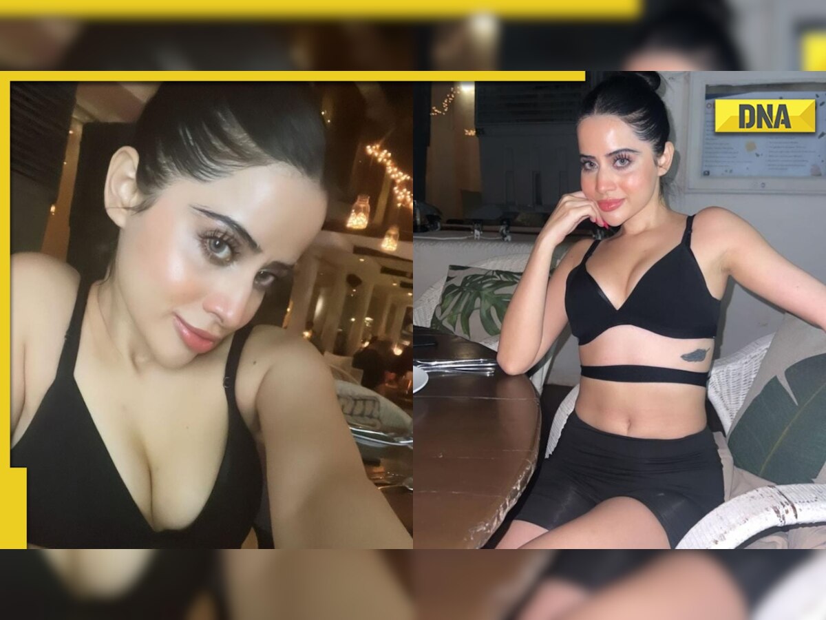 Urfi Javed sets internet on fire in black co-ord set featuring plunging neckline, photos go viral