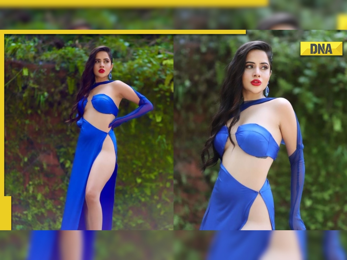 Urfi Javed shares bold photos in blue outfit featuring thigh-high slit