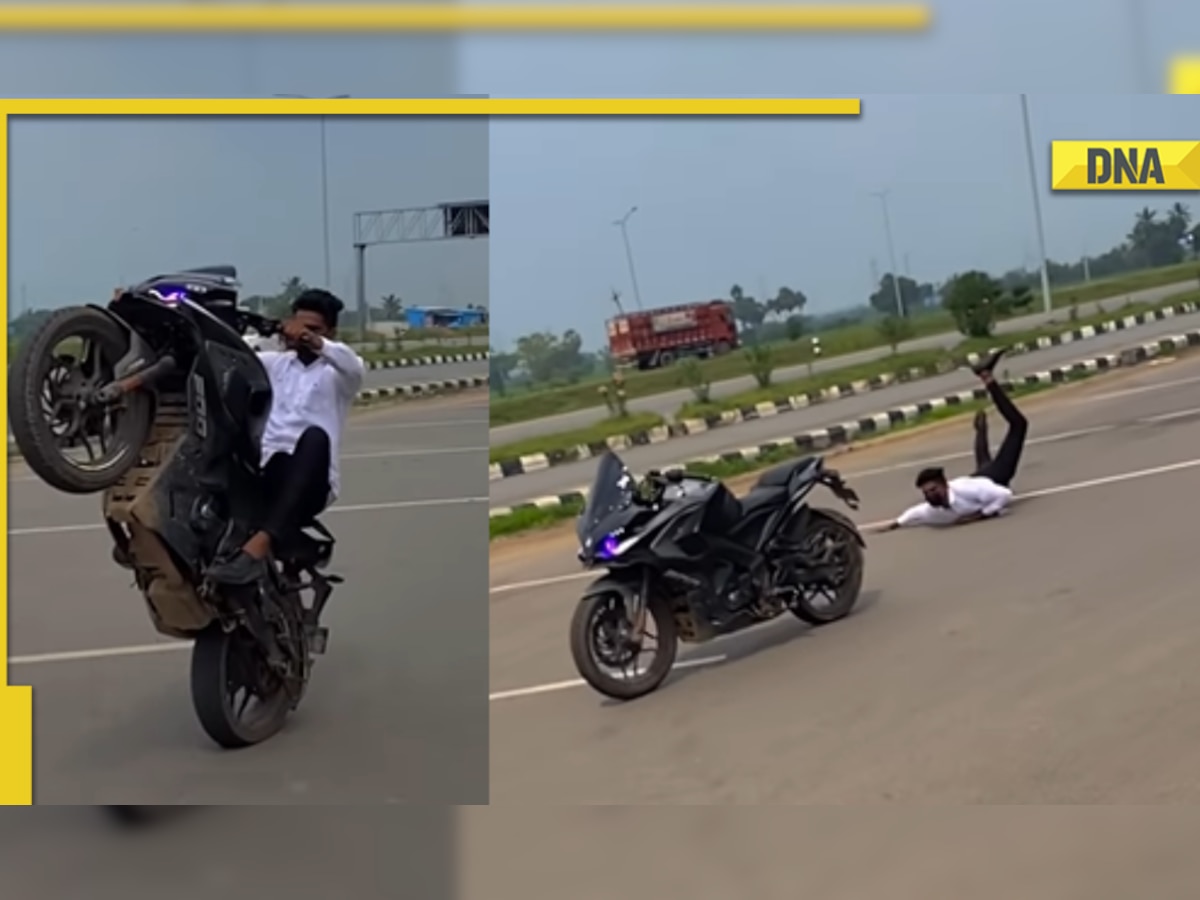  Man tries to perform dangerous bike stunt, viral video shows what happened next