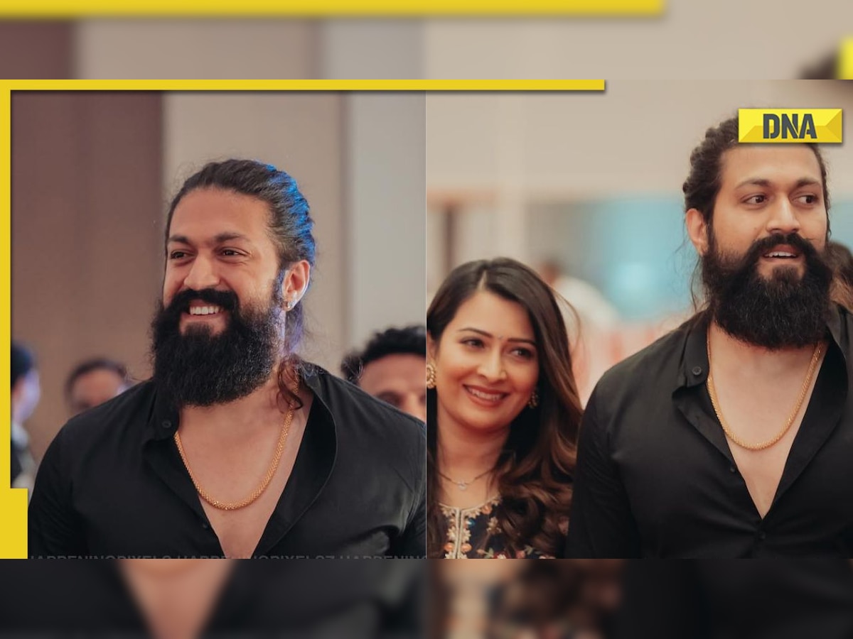 KGF Chapter 2 star Yash attends Aditi Prabhudeva's wedding reception with wife Radhika Pandit, photos go viral