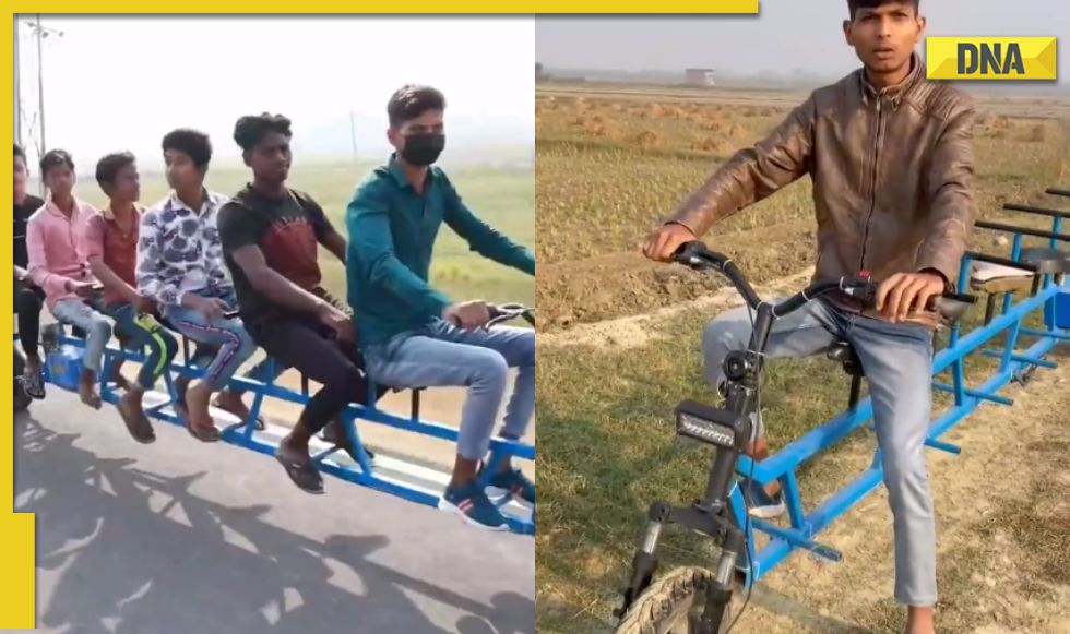 Desi Jugaad UP man creates 6-seater electric bike out of junk that runs 160 km on Rs 10 charge pic
