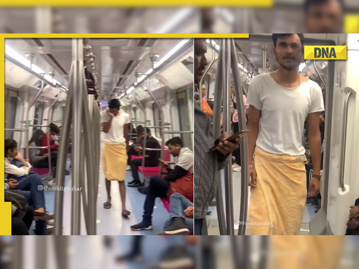 Wait, what! Man boards Delhi metro wearing towel, viral video leaves netizens in splits