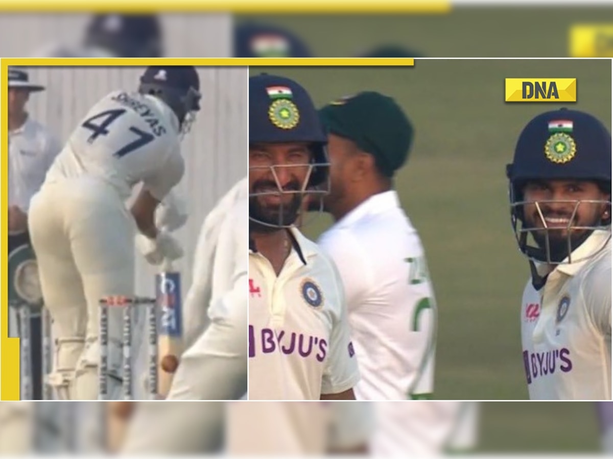 IND vs BAN 1st Test: Watch Shreyas Iyer's reaction after ball rattles stumps but bails don't come off