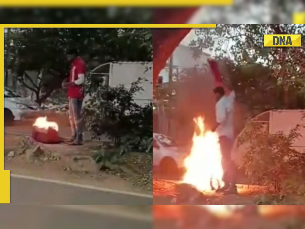 'It's too chilly': Frustrated Zomato delivery guy sets ablaze his t-shirt, kit in viral video, leaves netizens in splits