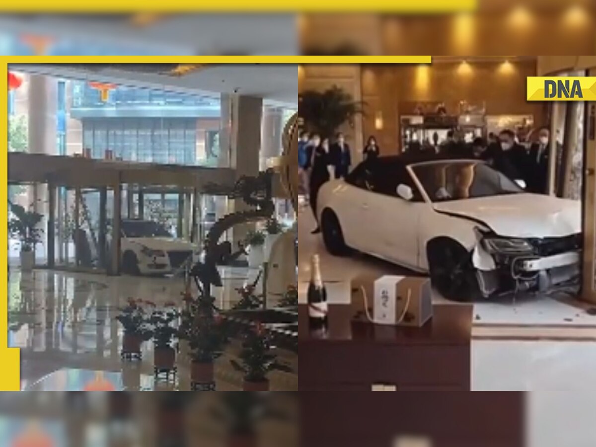 Guest rams car through hotel's lobby over 'missing laptop',  WATCH viral video
