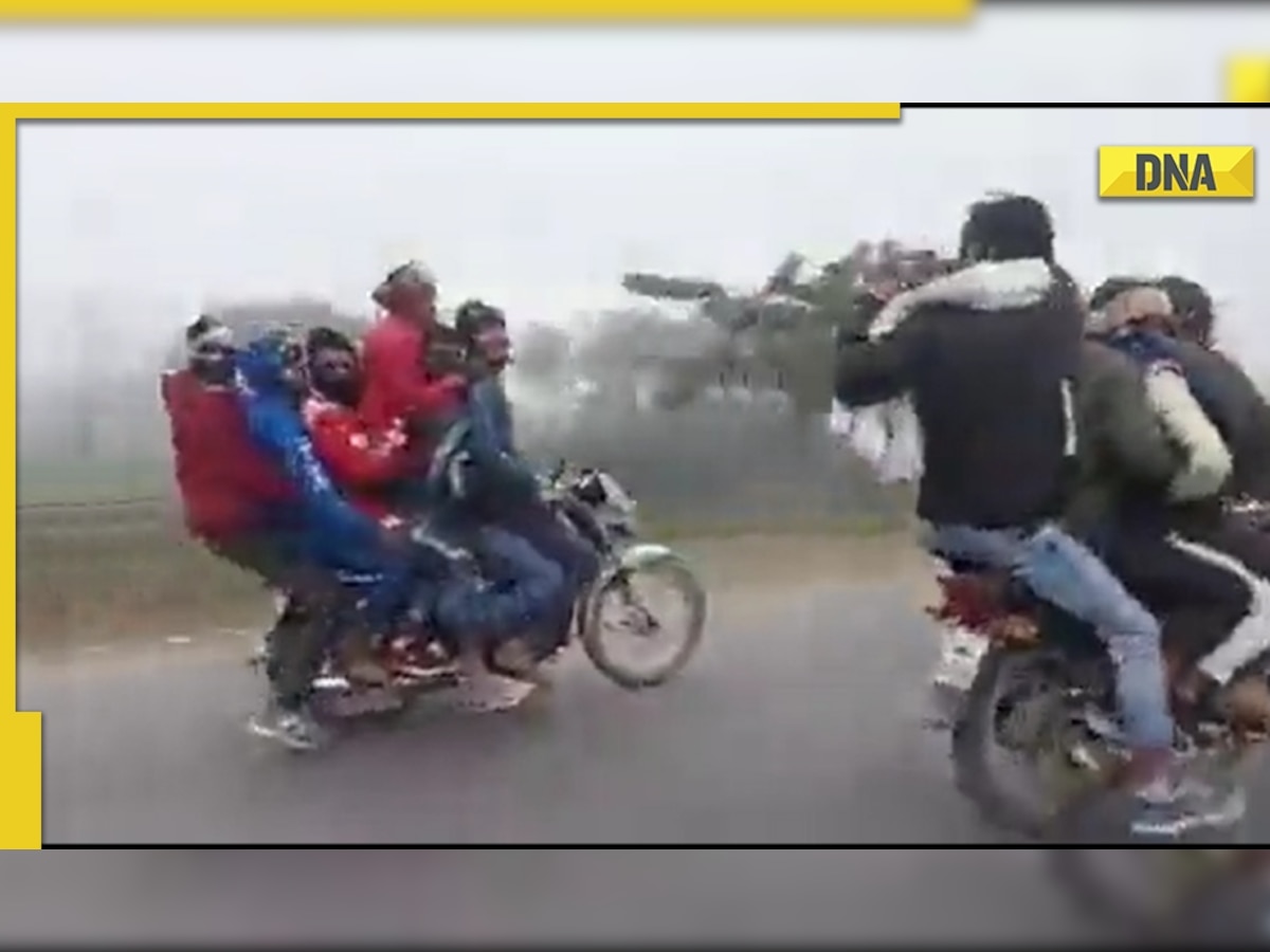 Uttar Pradesh: Video of 14 men performing stunts on 3 bikes goes viral, cops take action