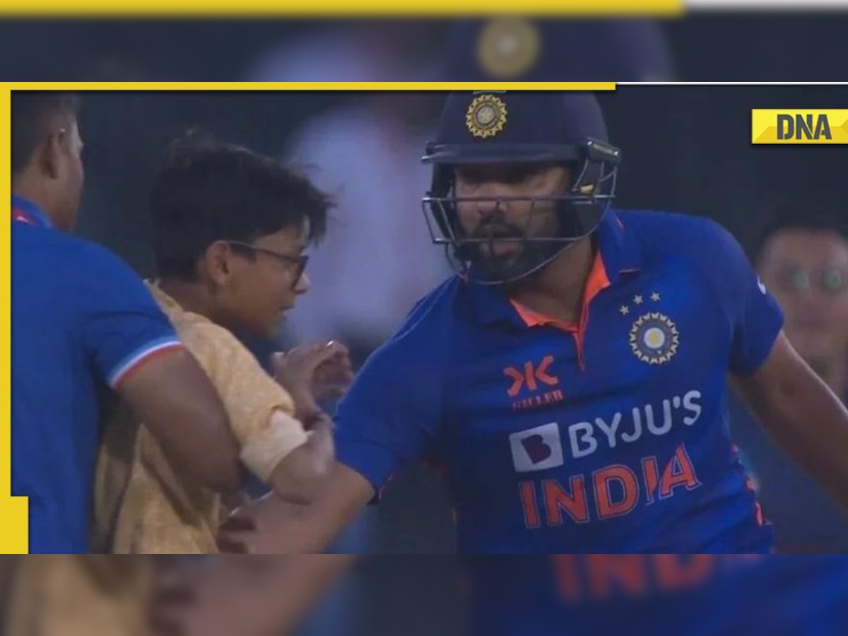 WATCH: Young fan invades pitch to hug Rohit Sharma during India vs New Zealand 2nd ODI in Raipur