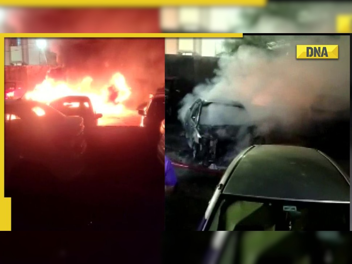 Electric car catches fire in parking lot in Hyderabad, many vehicles destroyed