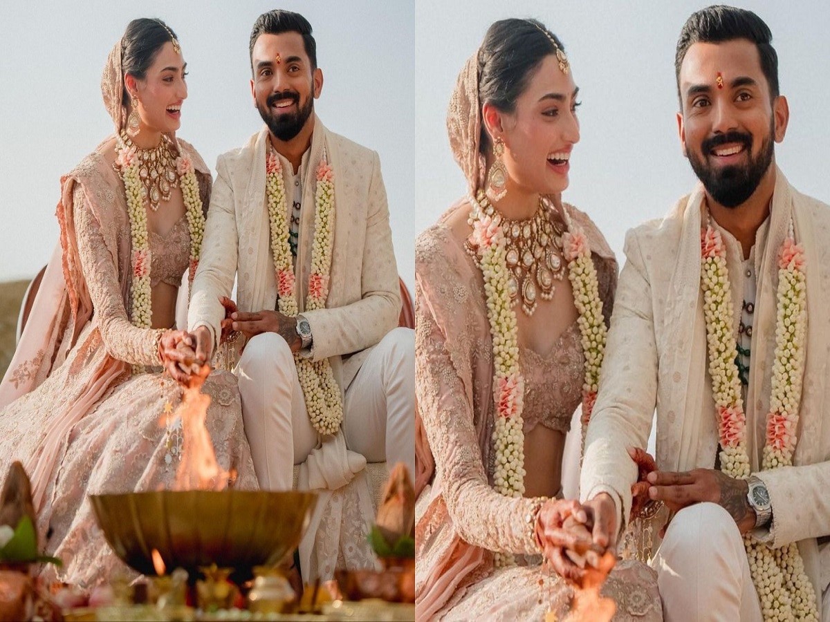 KL Rahul-Athiya Shetty Wedding: इंतजार खत्म, हाथ में हाथ डाल मीडिया से रूबरू हुआ कपल, साथ में दिए पोज 