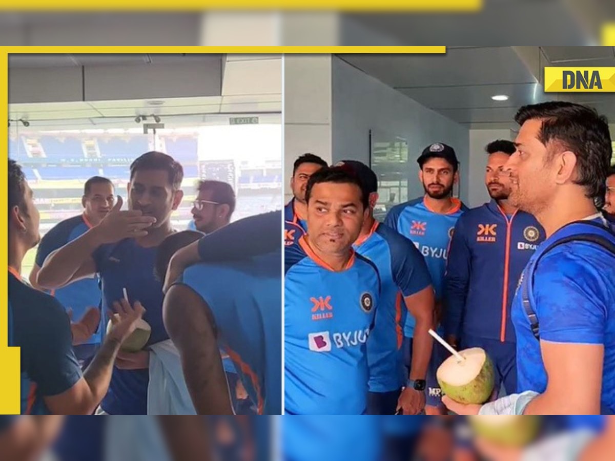 Watch: MS Dhoni visits India dressing room in Ranchi; interacts with Hardik, Ishan and other players 